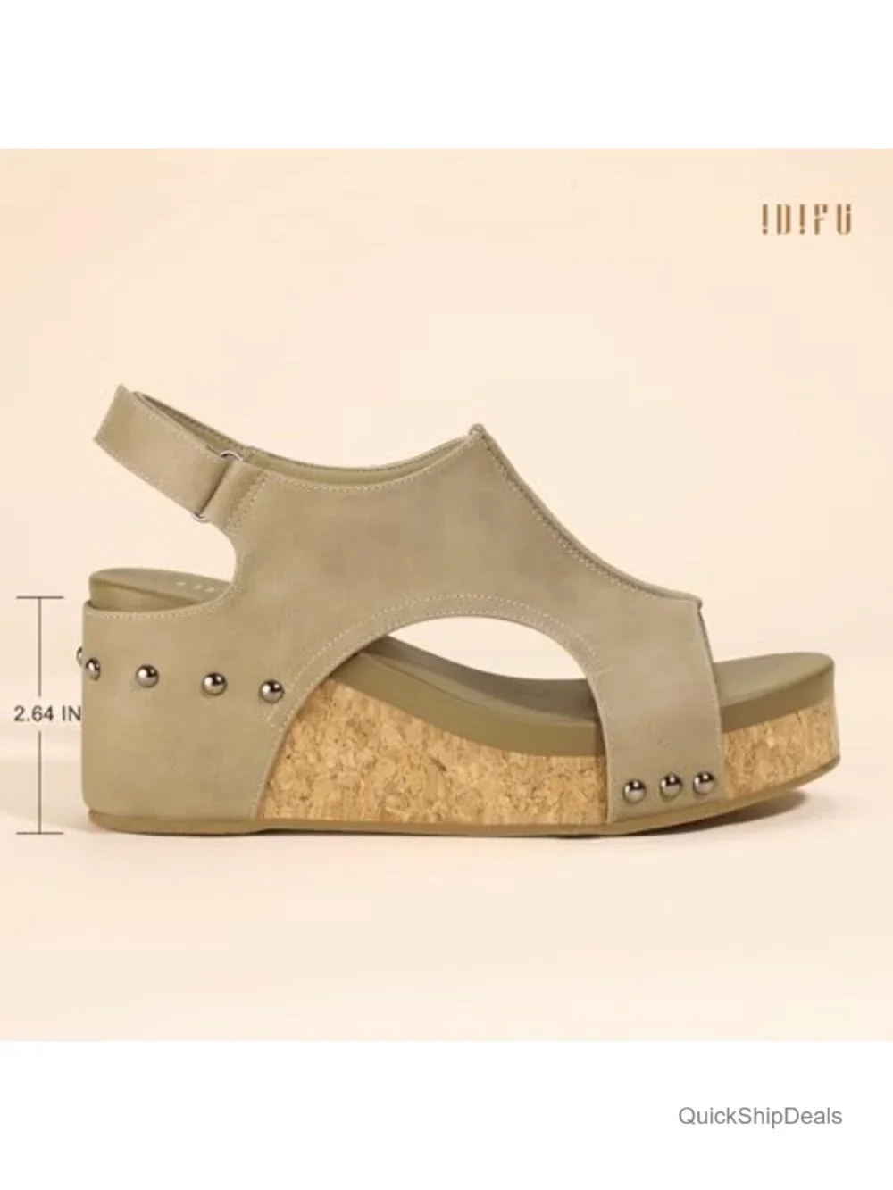 Faux Leather Cork Platform Wedge Sandals with Adjustable Slingback